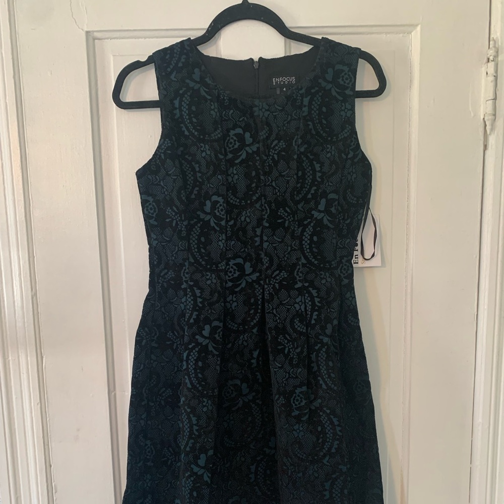 Velvet lace black and teal dress